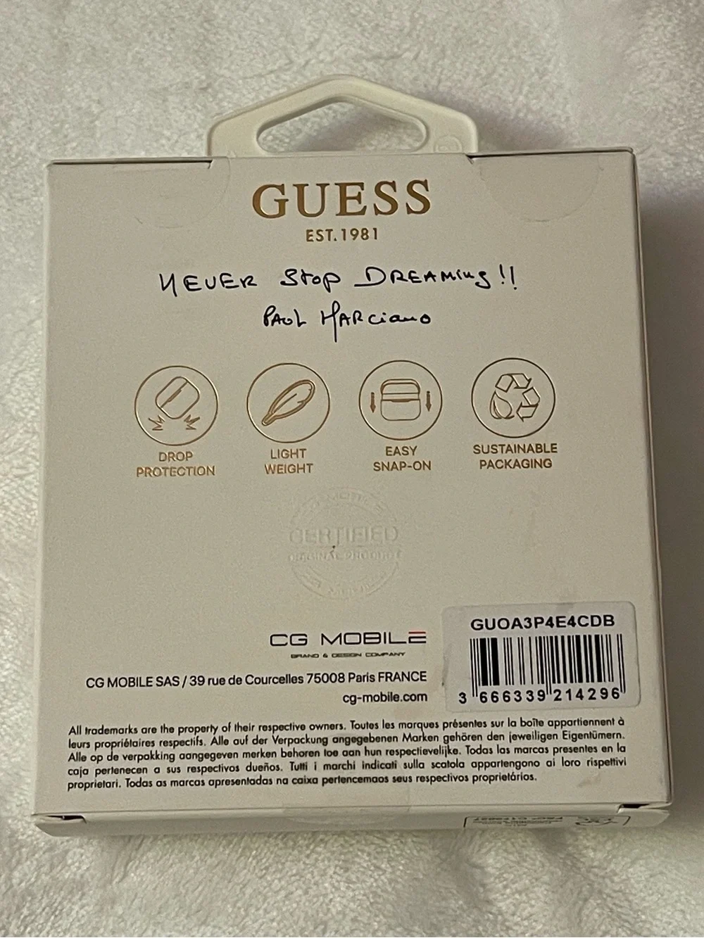 GUESS Blue Monogram AirPods 3 Case with Gold Charm Accent